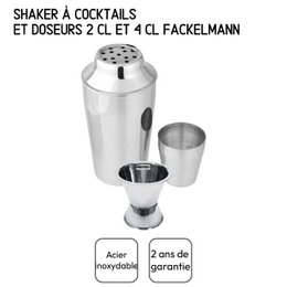 Stainless Steel Cocktail Shaker Set 400 ml and Alcohol Jigger 2 cl and 4 cl Fackelmann Bar Concept