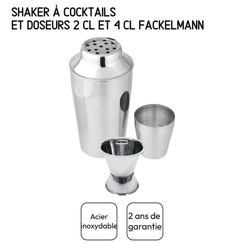 Stainless Steel Cocktail Shaker Set 400 ml and Alcohol Jigger 2 cl and 4 cl Fackelmann Bar Concept