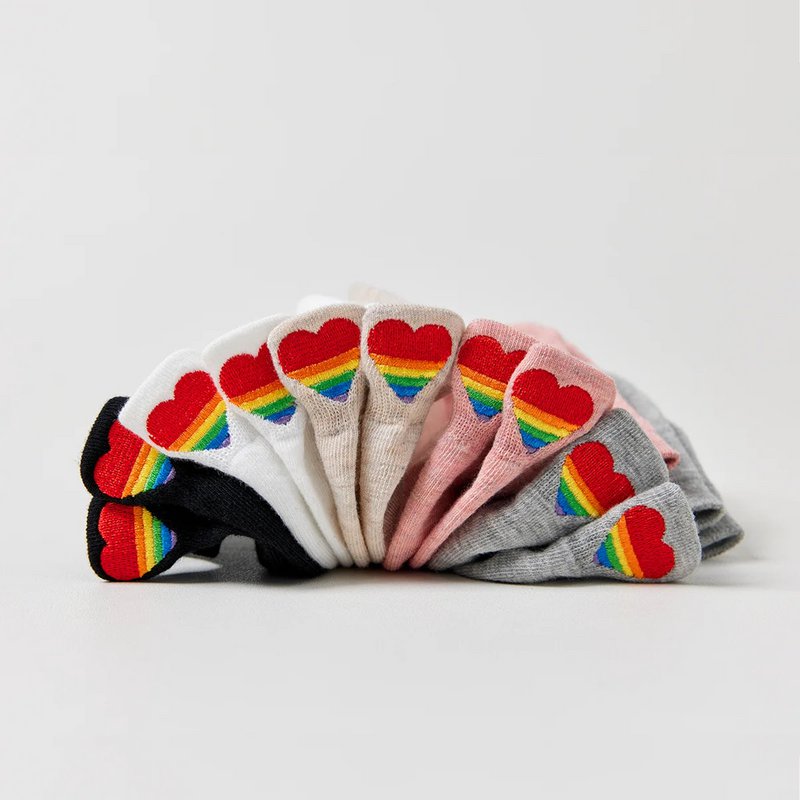 Calzini con linguetta a cuore arcobaleno da donna I 35-41