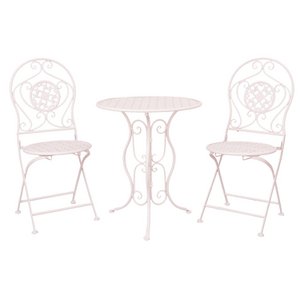 Bistro Set Bistro table Bistro chair 3-piece Ø 60x70 White iron balcony set