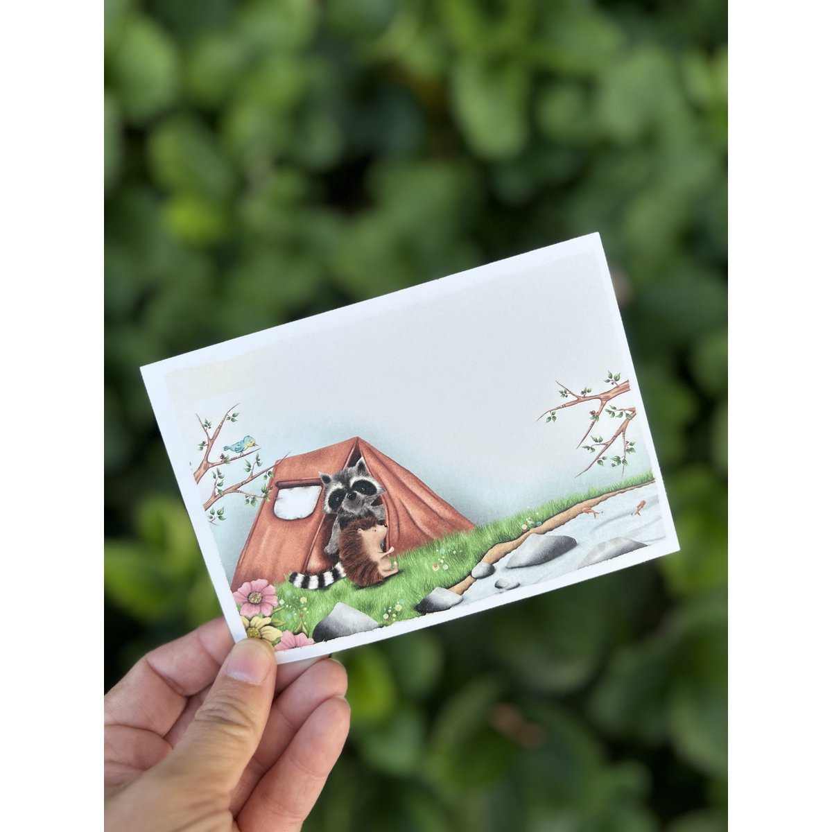 Postkaart - Kamperen aan de rivier