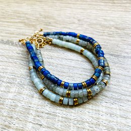 Jane Amazonit-Hämatit-vergoldetes Armband