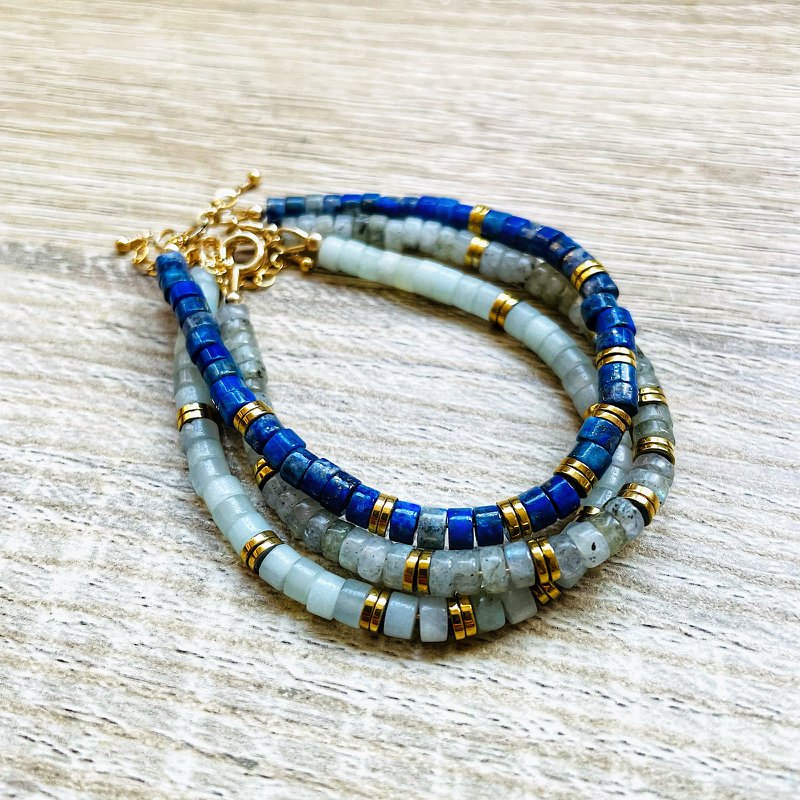 Jane Amazonit-Hämatit-vergoldetes Armband