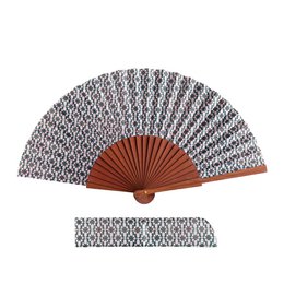 Zellige Mosaic Satin Hand Fan Zafira 23 cm