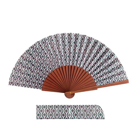 Zellige Mosaic Satin Hand Fan Zafira 23 cm