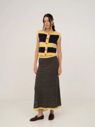Charm stribet maxi-nederdel