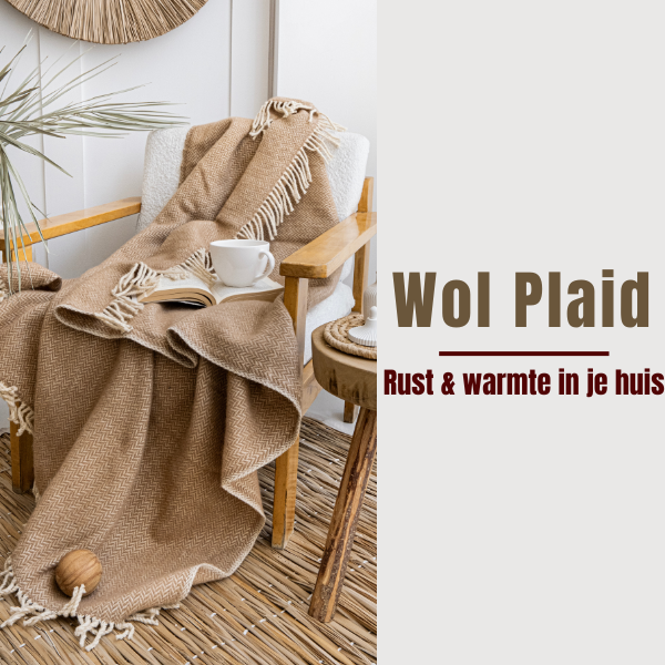 Ladira Wollen Plaid – Beige | 100% Anatolische Wol | Warme & Duurzame Wintercomfort