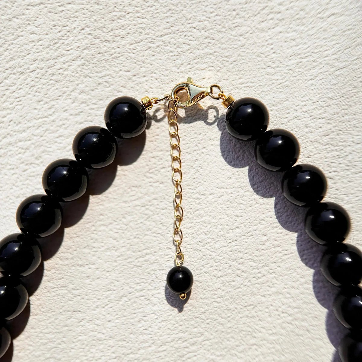 Obsidian- und Perlenkette – 10 mm Perlen-Edelsteinschmuck