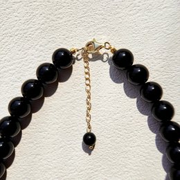 Collar de obsidiana y perlas - Joyería de piedras preciosas con cuentas de 10 mm