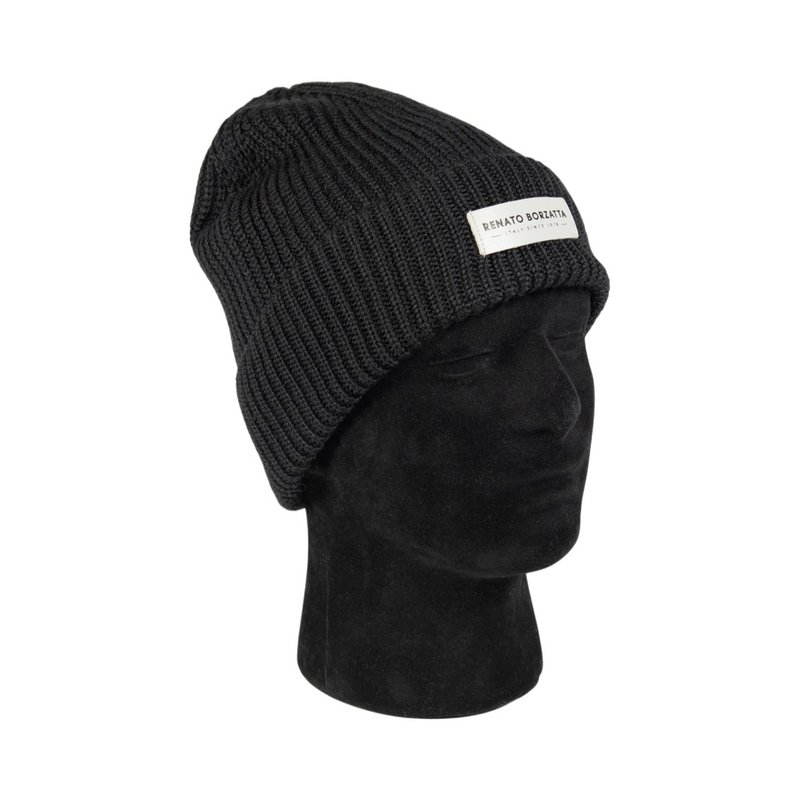 RB5003A | Mixed Cervine shirt cap Lana Made in Italy. Black color - single size