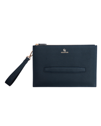 Sac à main en cuir pour homme - Bleu détails dorés