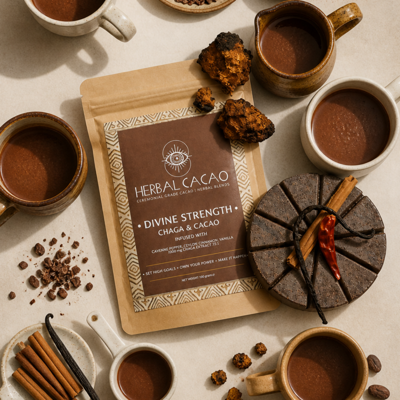 Chaga & Ceremonial Cacao | Divine Strength (10 pieces)