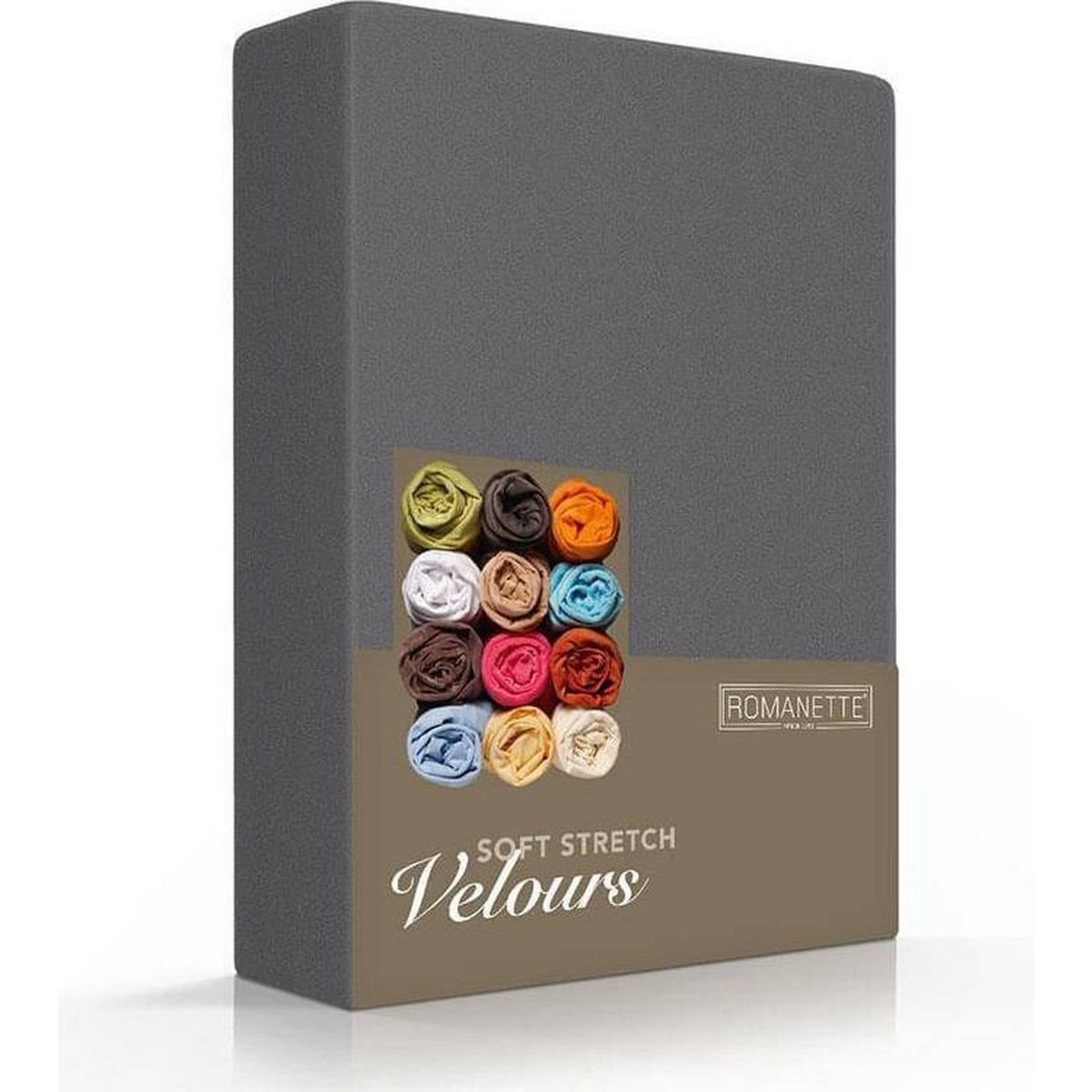 Romanette Velours Hoeslaken Donkergrijs