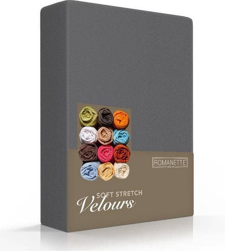 Romanette Velours Hoeslaken Donkergrijs