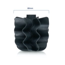 A dark gray, cylindrical toilet brush head with a wavy, textured surface. The brush head measures approximately 80mm in length.
