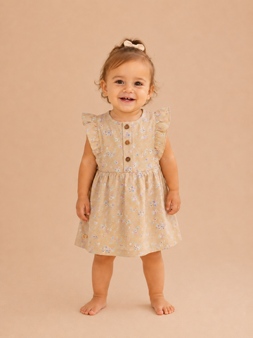 Luxe Baby Jurkje Zand met Vlindermouwen