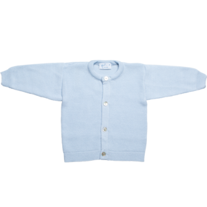 Jacket round neck light blue made of 100% finest merino wool