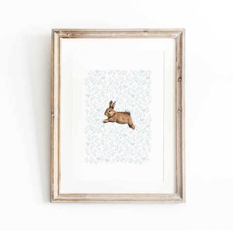 Blaues Häschen-Poster, Hasen-Kinderzimmer-Kunstdruck, süßes Häschen-Poster, blaues Jungenzimmer-Poster, süßer Hase-Druck, Jungenzimmer, Jungen-Kinderzimmer-Kunstdruck