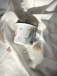 Sirene in tazza smaltata | Tazza | Tazza per bambini | Ragazza | Sirena | Sott'acqua | Acquerello | Acquerello || CUORE E CARTA