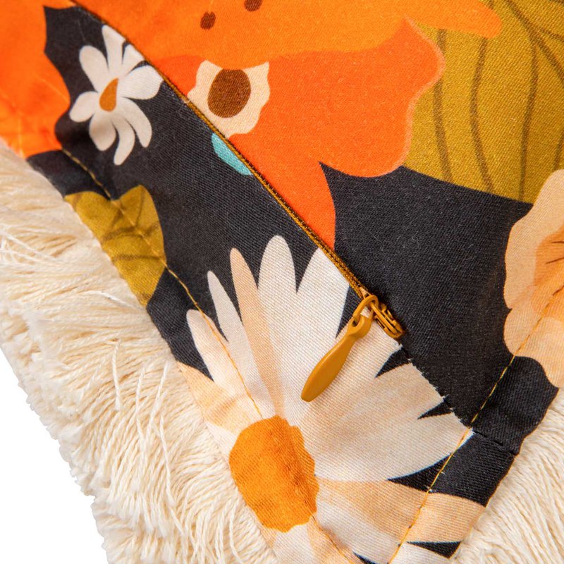 Bolster with fringe "Picnic with Flowers"