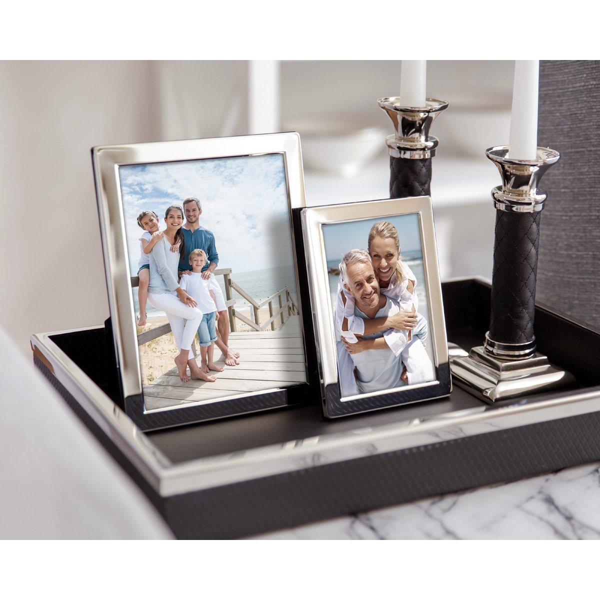 EDZARD set of 2 photo frames Salerno for photo 13 x 18 cm, noble silver-plated, tarnish-resistant