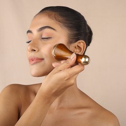 Bacchetta Ayurvedica Kansa Doppia Cupola | Strumento per massaggio facciale per il ringiovanimento della pelle e la cura della zona sotto gli occhi