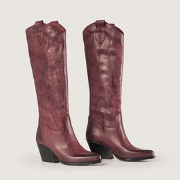 Bottes texanes bordeaux brossées Nabiki