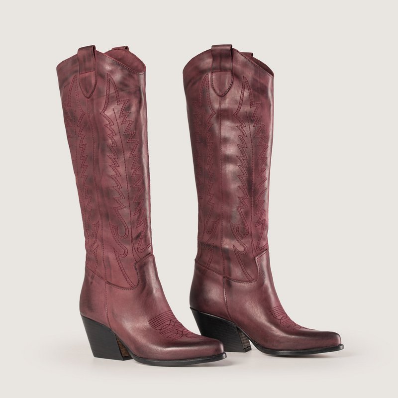 Bottes texanes bordeaux brossées Nabiki