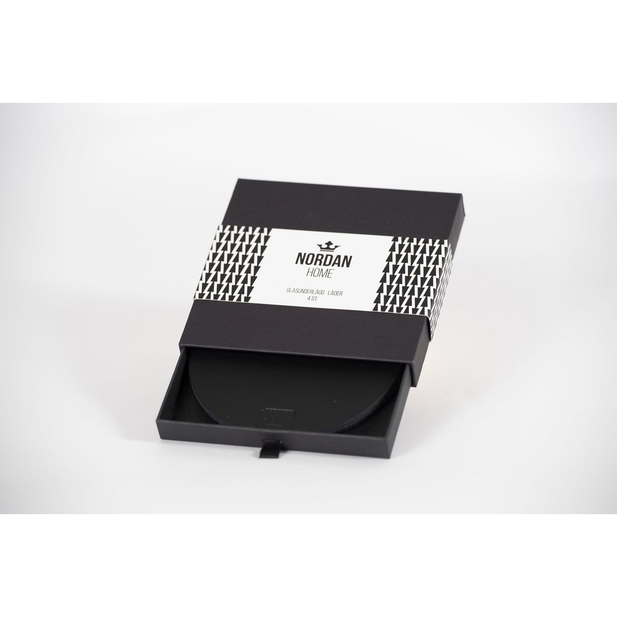 Posavasos de cuero, paquete de 4, negro