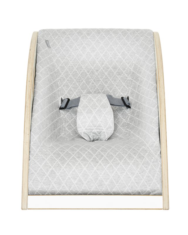 Baby rocker white wood, gray fabric
