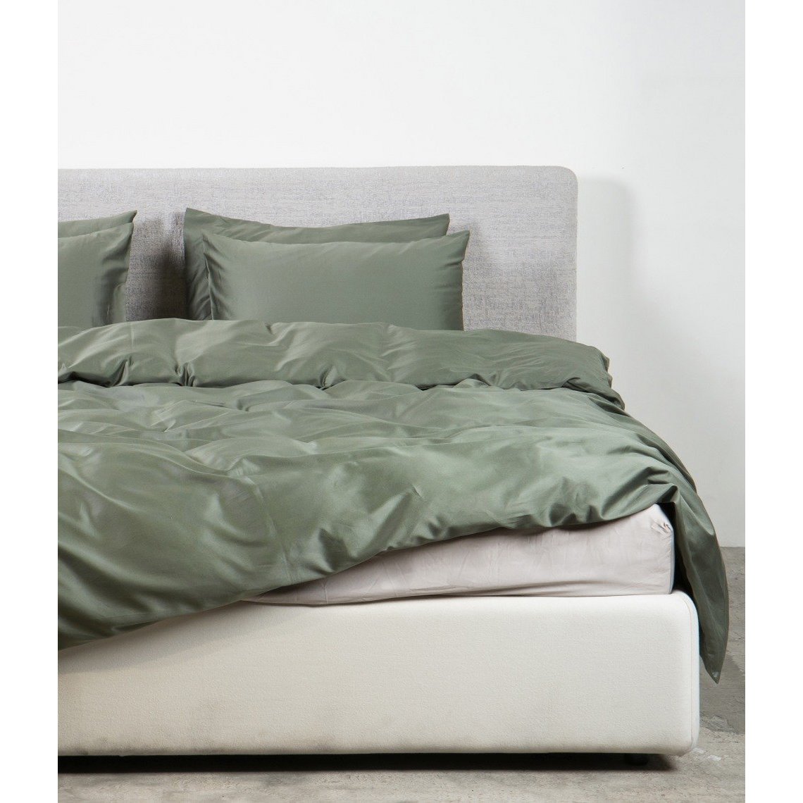 Satijnen beddengoedset Solid Green Tree