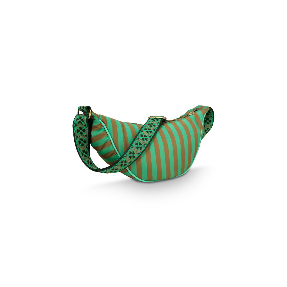 Freya Half Moon Cross Body Bag Stripe Green 34x10x16cm