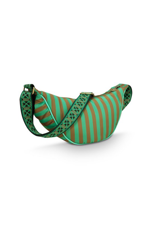 Freya Half Moon Cross Body Bag Stripe Green 34x10x16cm
