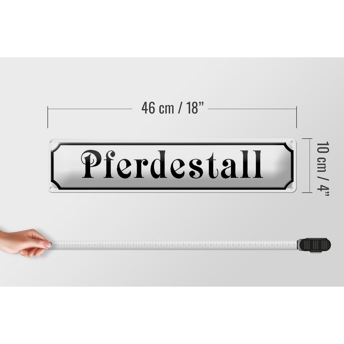 Blikken bord straatnaambord 46x10cm paardenstal rijpaarden decoratie
