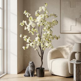 Kunstig plante - Prunus - Kirsebærblomst - Hvid - 135cm