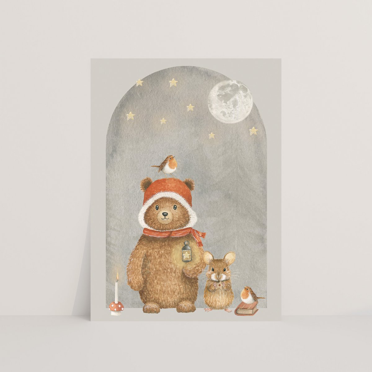 Orsetto da cartolina con topo