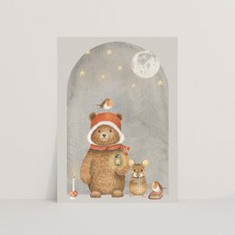 Orsetto da cartolina con topo
