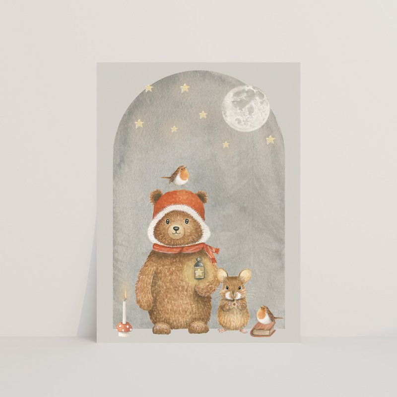 Orsetto da cartolina con topo