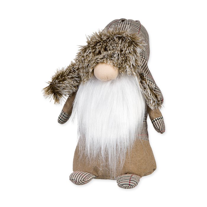 Wichtel-Aufsteller karierte Wintermütze