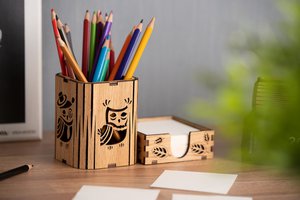 Krea-Wood Handcrafted Oak Desk Organizer