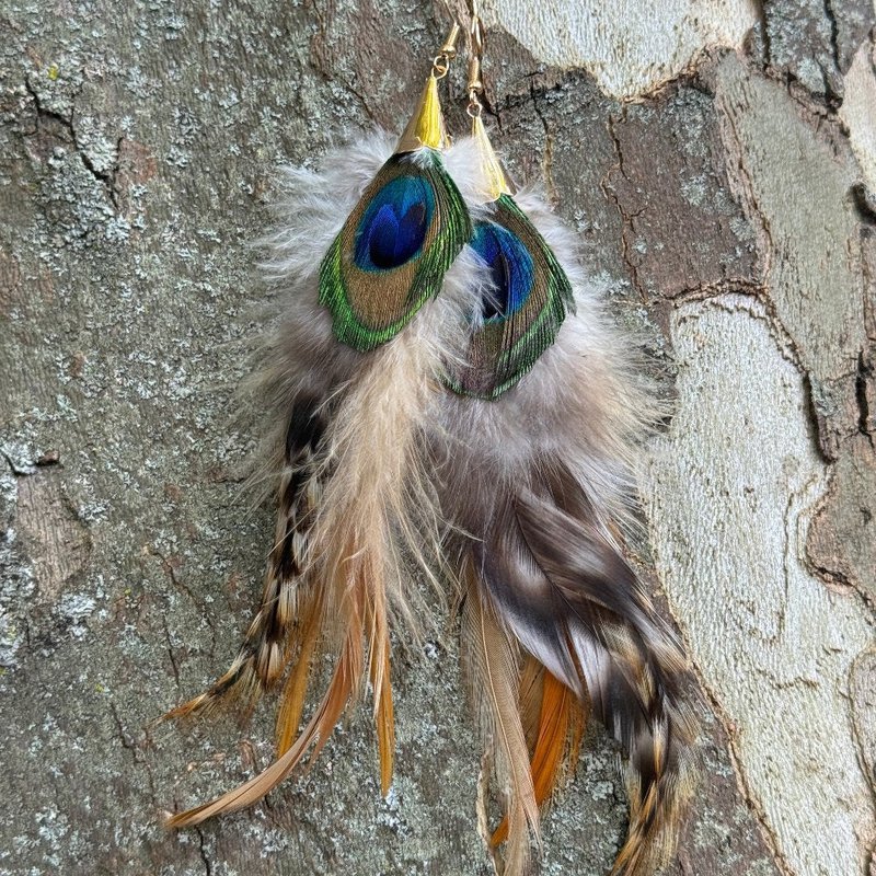 Boucles d'oreilles BOHO avec longues plumes
