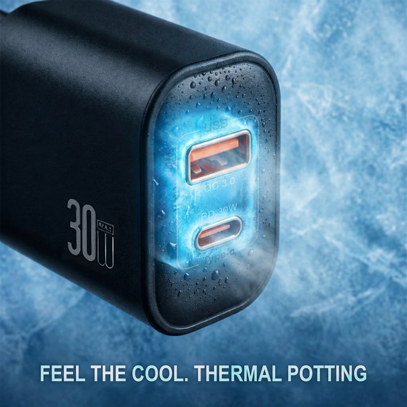 Cargador rápido PD de 30W con USB-C y USB-A – NOVOTECK C-026