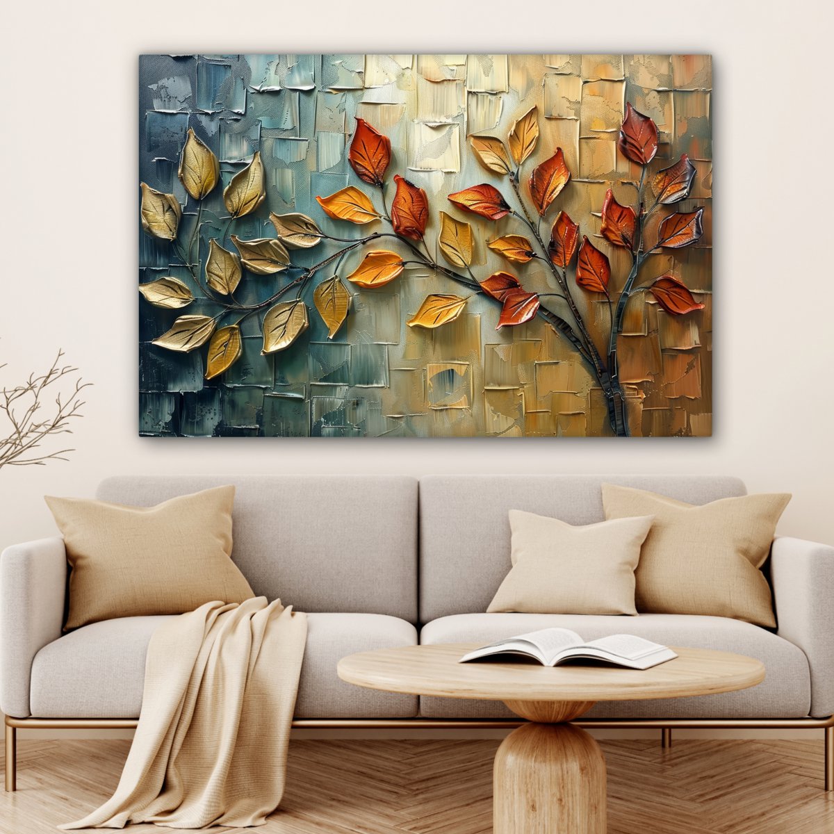 Canvas schilderij  - Wanddecoratie Boom - Abstract - Natuur - Kunst - Muurdecoratie woonkamer - Kamer decoratie modern - Abstracte schilderijen