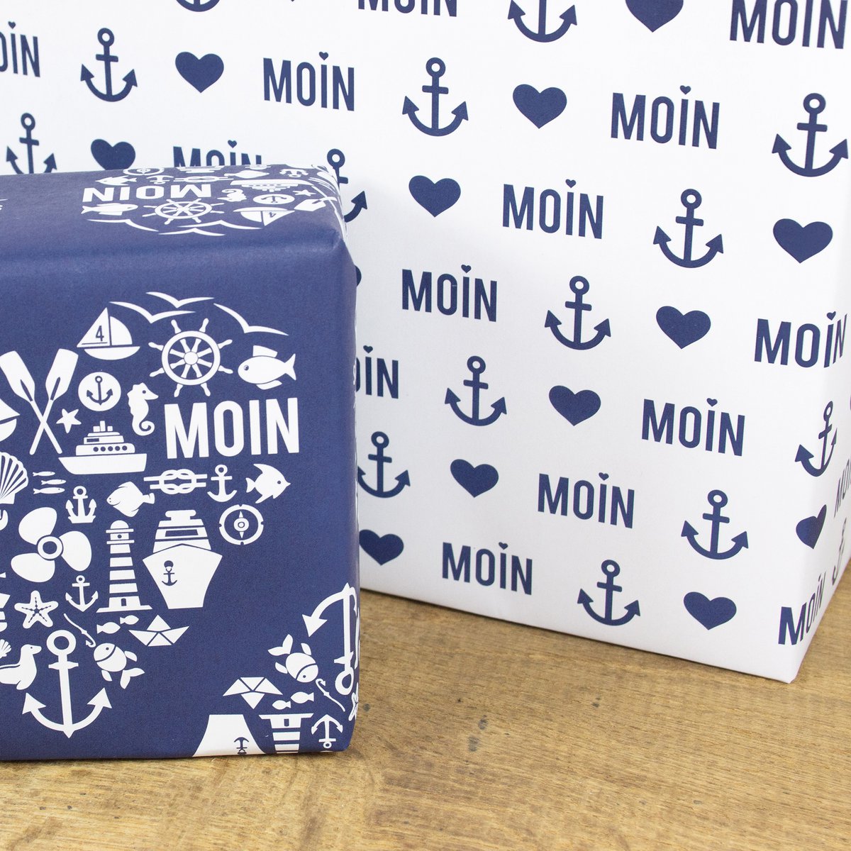 Maritiem inpakpapier Moin gemaakt van gerecycled papier
