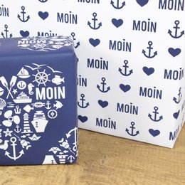 Maritiem inpakpapier Moin gemaakt van gerecycled papier