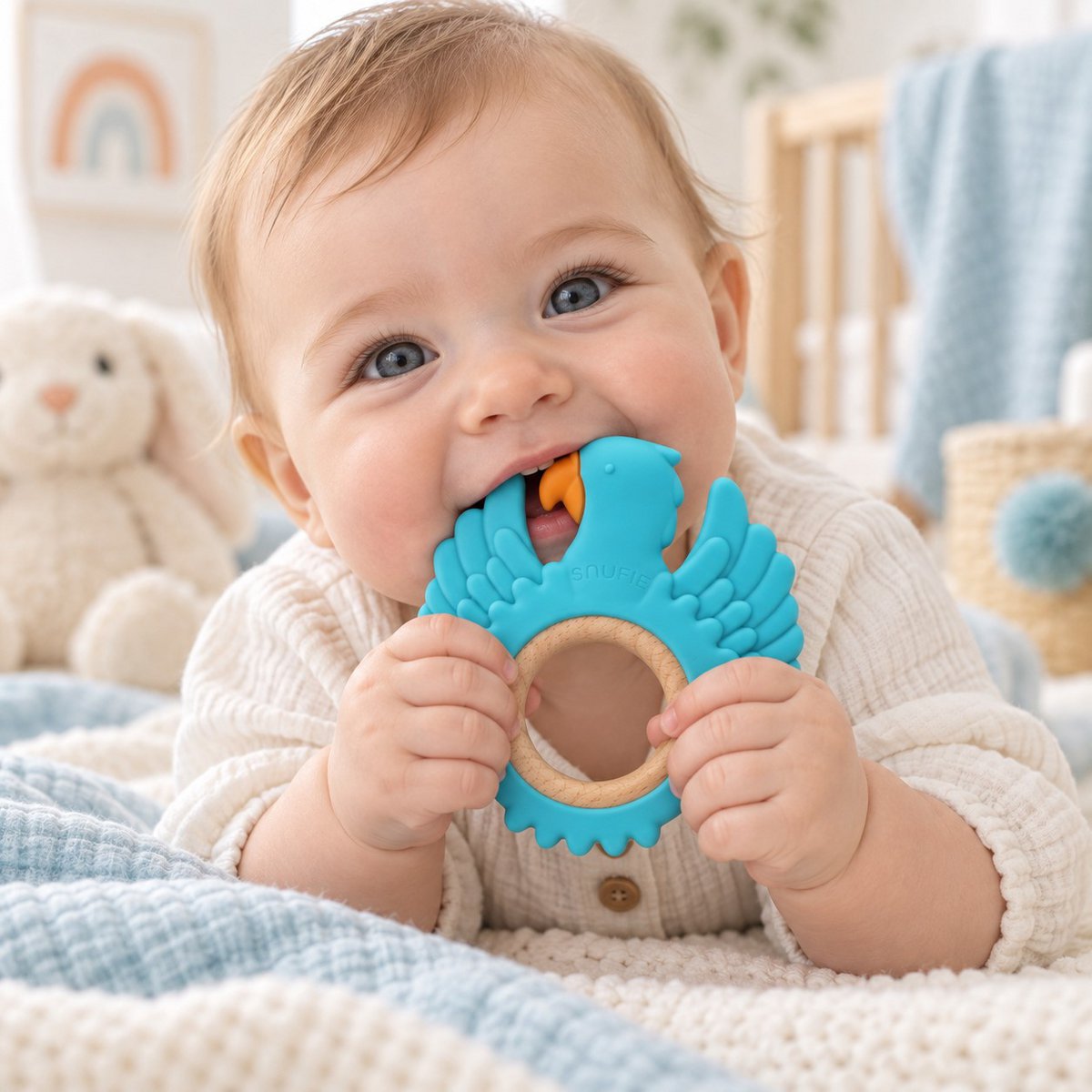 Parrot Wood & Silicone Teether | TURQUOISE