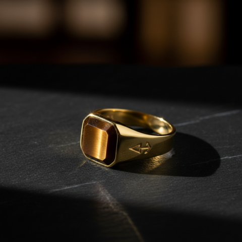 Ring HORUS TIGEREYE | 925 Silber | vergoldet