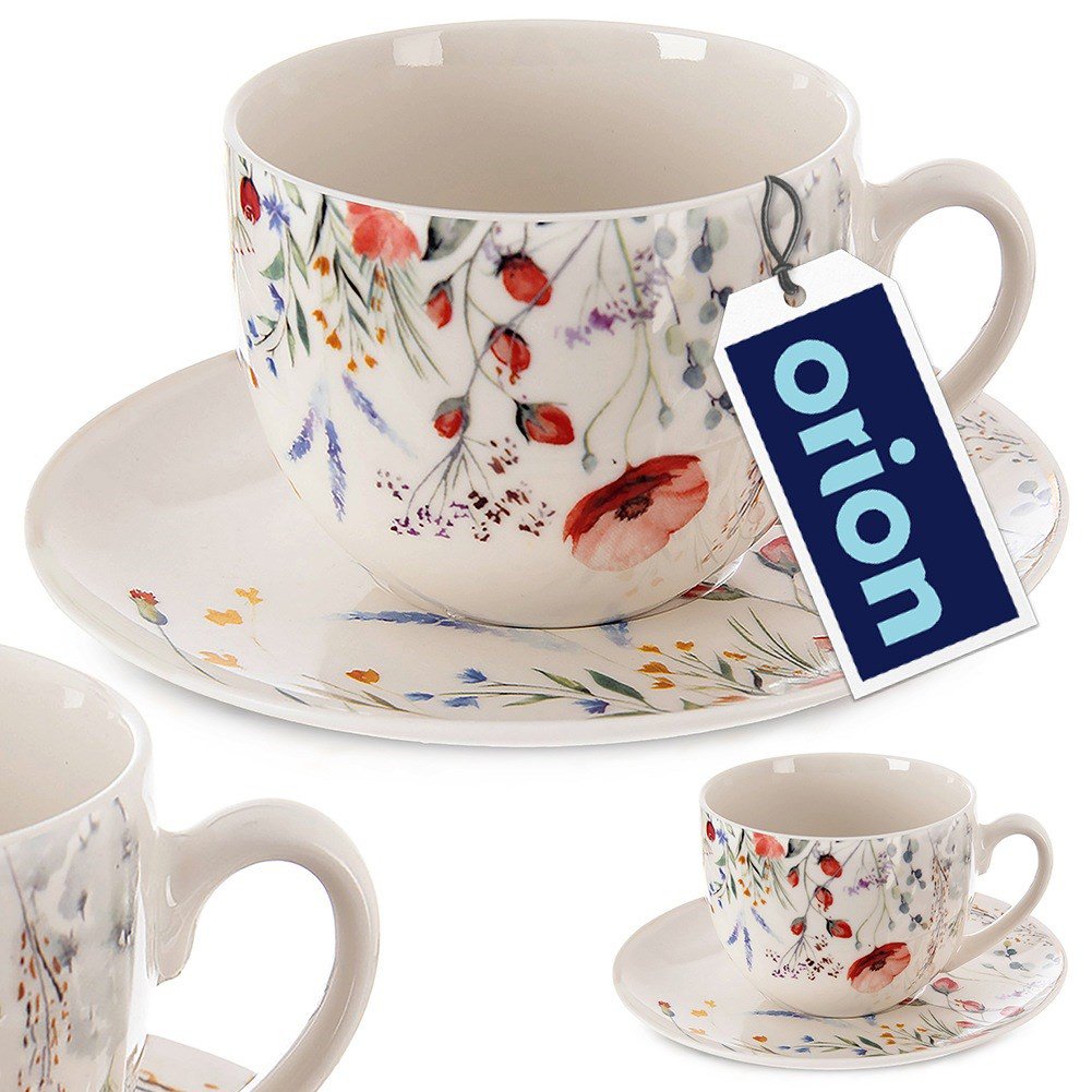 Tasse und Untertasse Porzellan weiße Mohn 260 ml