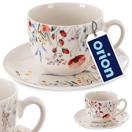Tasse und Untertasse Porzellan weiße Mohn 260 ml