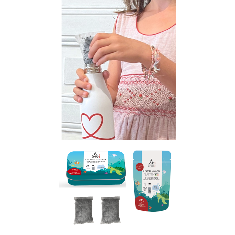 Set van 2 nomadische en groenteflessenfilters voor kinderen RECHARGE